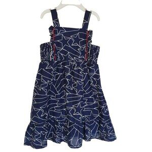 Cat & Jack Bib Sundress Navy Cotton Elastic Midriff Lined Toddler Girl 4T NEW